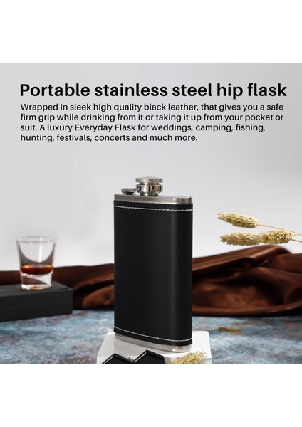 Cep Kalça Şişesi 8 Oz Siyah Deri Sarılmış Kapak ve Sızıntı Kanıtı ile Huni Paslanmaz Çelik ile - Ayrık Likör Atış Içme Için Herhangi Bir Takım Elbise Uyuyor (Yurt Dışından) fiyatları