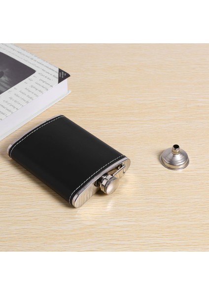 Cep Kalça Şişesi 8 Oz Siyah Deri Sarılmış Kapak ve Sızıntı Kanıtı ile Huni Paslanmaz Çelik ile - Ayrık Likör Atış Içme Için Herhangi Bir Takım Elbise Uyuyor (Yurt Dışından) fırsatları