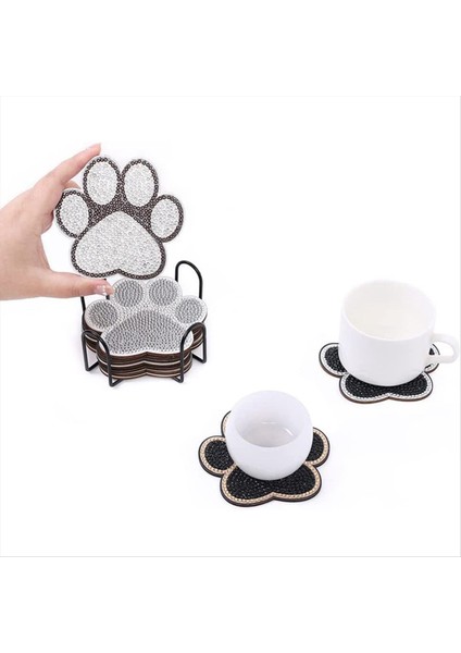 Köpek Pençe Şeklindeki Elmas Boyama Bardak Altlık Kitleri Kedi Evcil Hayvan ile Tutucu (Yurt Dışından) modelleri