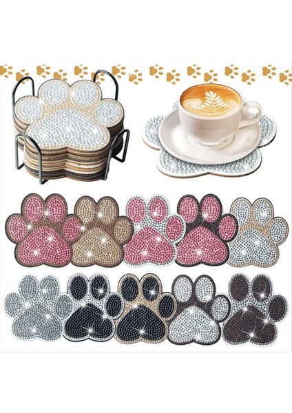 Köpek Pençe Şeklindeki Elmas Boyama Bardak Altlık Kitleri Kedi Evcil Hayvan ile Tutucu (Yurt Dışından) fırsatları