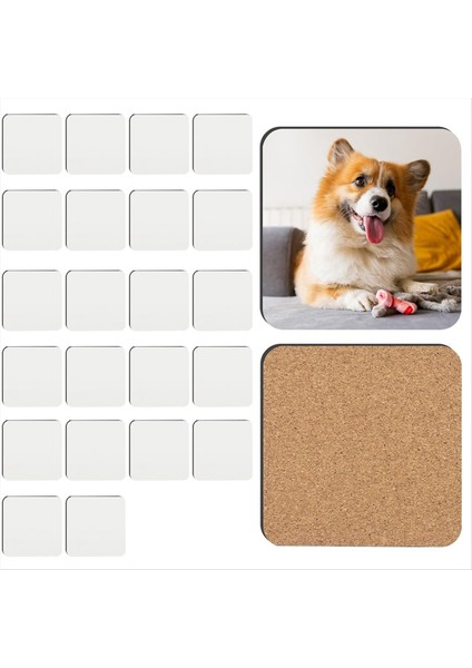 24PCS Süblimasyon Bardak Altlıkları Mdf Arka Isı Transfer Bardak Altlıkları Ahşap Donakta Bardak Altlıkları Boş (Yurt Dışından)