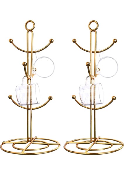 2x Tezgah Kupa Ağacı 6 Kanca Kahve Fincanı Mutfak Mutfak Kahve Kupa Ağacı Tezgah Çayı Bardak Tutucu Standı Altın (Yurt Dışından)