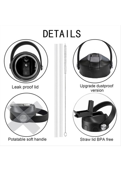 Yedek Kapaklar Toz Geçirmez Sızıntılı Flip Üstü Hidrofas Için Saman ile Üst Ağız 12/16/18/20/32/40/64OZ Su Şişeleri (Yurt Dışından) fırsatları