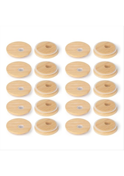 Saman Deliği ile Bambu Kapaklar Normal Ağız Içme Kavanozları Için Silikon Halkalı 2 76 INÇ/70MM Konserve Kapakları (20PCS) (Yurt Dışından)