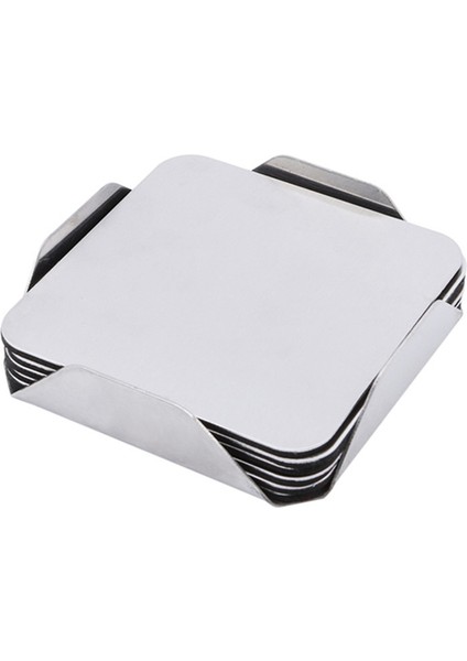 Coasters - Coaster Set ile Paslanmaz Çelik Tutucu - Sütlü Kahve Çay Kupa Kupalar Tutucular Ev Malzemeleri Kare (Yurt Dışından)