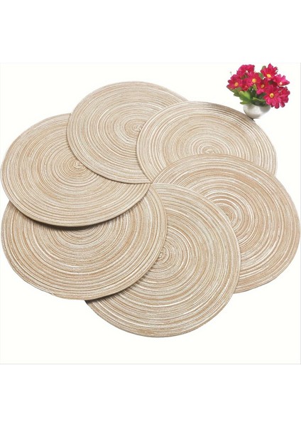 12 Adet Yuvarlak Örgülü Placemats Mutfak Yemek Masası Için Yıkanabilir Yuvarlak Placemats Yuvarlak Kapalı Dokuma Kumaş Masa Paspasları (Yurt Dışından) modelleri