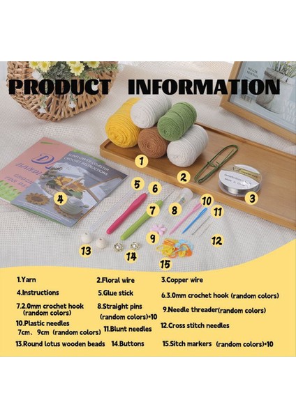 Örgü Iplik Iplik Iğne Kancaları ile Tığ Işi Coaster Kiti Kolay Örgü Aksesuarları Set Dıy Zanaat Malzemeleri (Yurt Dışından) fırsatları