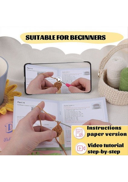 Örgü Iplik Iplik Iğne Kancaları ile Tığ Işi Coaster Kiti Kolay Örgü Aksesuarları Set Dıy Zanaat Malzemeleri (Yurt Dışından) indirimleri