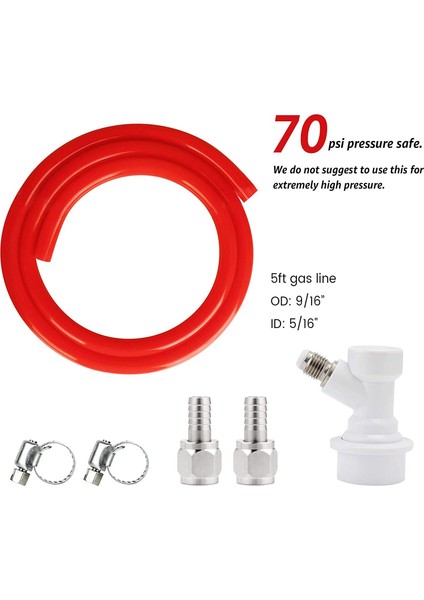 Balo Kilit Gaz Hattı Montajı 5ft Kırmızı Uzun Tüp 5/16 Top Kilit Gaz Bağlantısı Set Ev Bira Bira Ev Bira Brewing (Yurt Dışından) modelleri