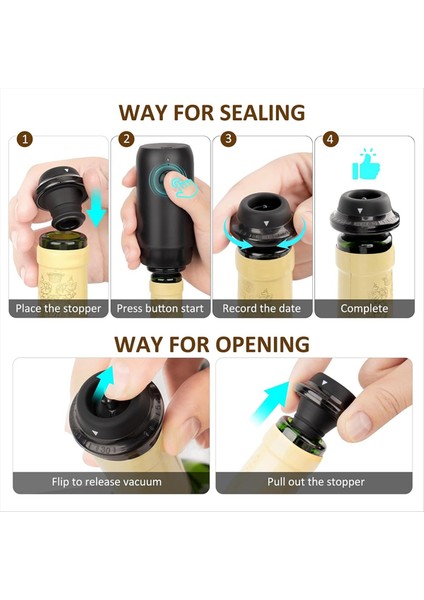 Şarap Tıpaları Vakumlu Elektrikli Şarap Tasarrufu Pompası Şarap Koruyucu Şarabınızı 10 Güne Kadar Taze Tutun USB Şarj Edilebilir (Yurt Dışından) modelleri