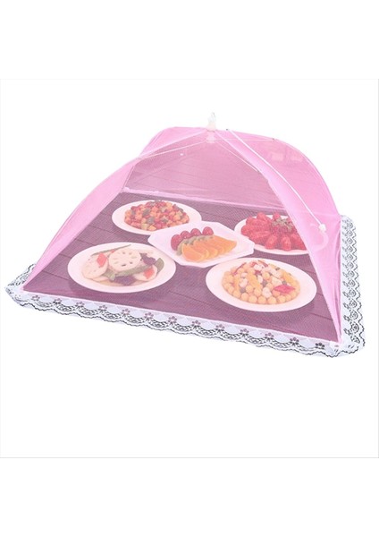 Katlanır Gıda Ağı Örtüsü Sinek ve Sivrisinek Geçirmez Pop-Up Gıda Kapağı Nefes Alabilen Kapak 50X50CM Mutfak Malzemeleri Açık Kırmızı (Yurt Dışından)