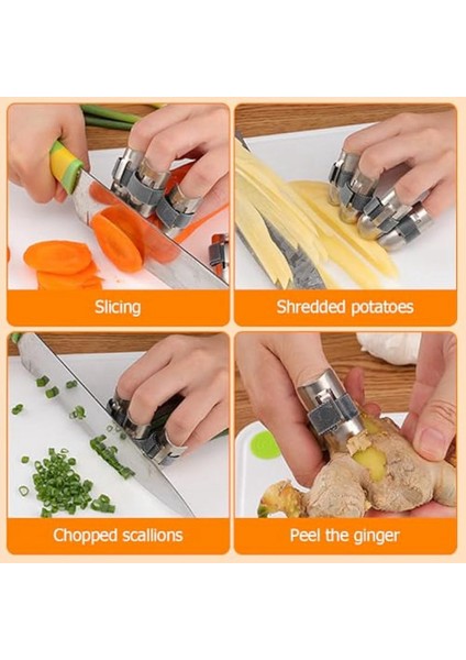 Paslanmaz Çelik Parmak Koruması Parmak Koruyucular Yiyecekleri Kesmek Için Parmak Korumaları Çok Işlevli Parmak El Koruyucusu 4pcs (Yurt Dışından) fiyatları