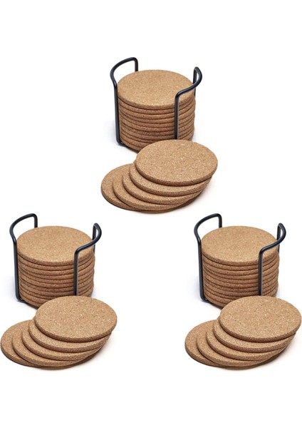 Metal Tutucu Depolama Caddy ile 48PC Seti ile Doğal Cork Coasters-1/5 Inç Kalınlığında Emici Çevre Dostu (Yurt Dışından)