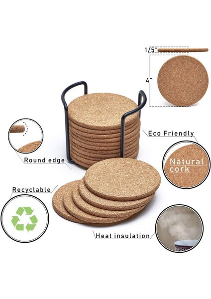 Metal Tutucu Depolama Caddy ile 48PC Seti ile Doğal Cork Coasters-1/5 Inç Kalınlığında Emici Çevre Dostu (Yurt Dışından) fiyatları