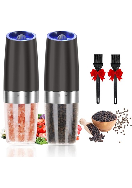 Yerçekimi Elektrik Tuzu ve Karabiber Değirmeni Ayarlanabilir Kaba Otomatik Değirmen Değirmeni LED Işıkla Çalışan Pil (Yurt Dışından)