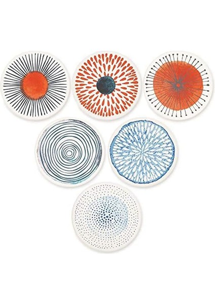 Cork Taban Masa Üstü Koruma Paspası ile Yuvarlak Seramik Taş Coaster Emici Içecekler Için 6 Bardak Seti (Yurt Dışından)