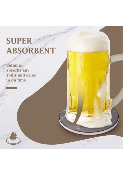 Içecek Bardak Altlıkları Metal Tutucu Standı ile Seramik Taş Coaster Seti Tabanı Mermer Yüzey Desen Seti 12 (Yurt Dışından) indirimleri