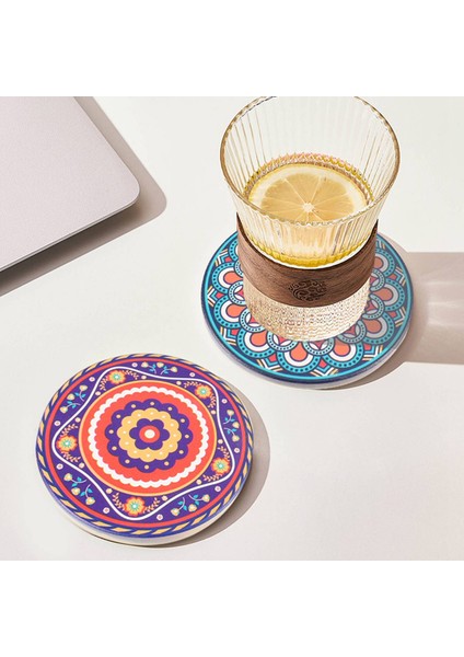 Içecek Bardak Altlıkları Ahşap Masa Için 8 Emici Taş Bardak Altlığı Mandala Seramik Bardak Altlıkları (Yurt Dışından) fırsatları