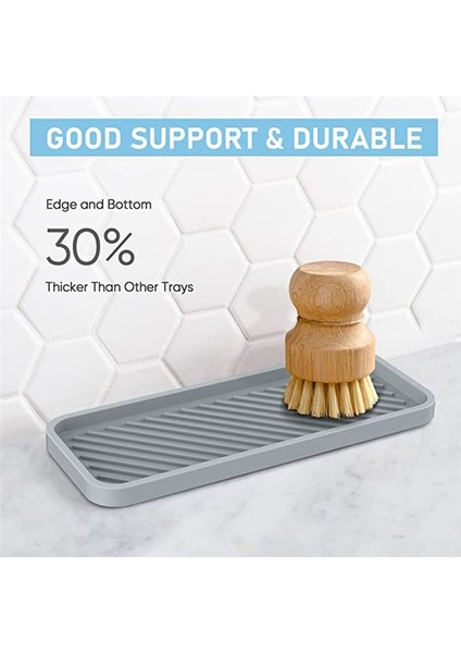 Mutfak Lavabo Organizatör Tepsisi Mutfak Lavabosu Için Sünger Tutucu Banyo Tepsisi Sünger Silikon Sabun Tutucu Gri 2 Pc (Yurt Dışından) fırsatları