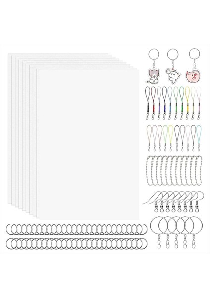 170 Adet Plastik Levha Kiti Shrink Shink Shrink Sanat Kağıdı 15 Yaprak Büzülme Çarşafı El Sanatları Mücevherleri Için Dıy 21X29CM (Yurt Dışından)