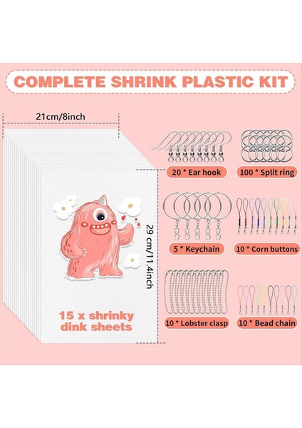 170 Adet Plastik Levha Kiti Shrink Shink Shrink Sanat Kağıdı 15 Yaprak Büzülme Çarşafı El Sanatları Mücevherleri Için Dıy 21X29CM (Yurt Dışından) indirimleri