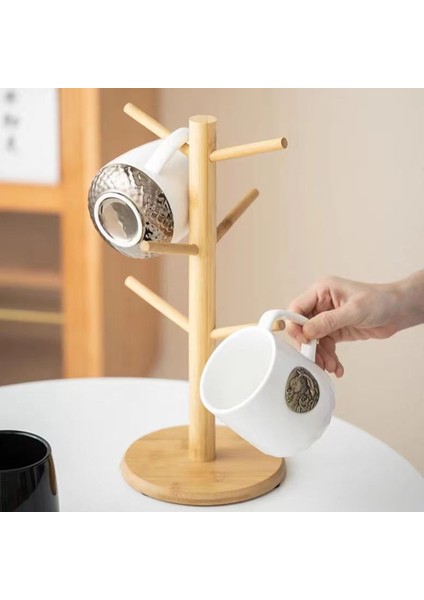 Kahve Fincan Tutucu 6 Kancalı Ahşap Renk ile Tezgah Bardak Tutucu Için Uygun Daha Kalın Bir Taban (Yurt Dışından) fırsatları