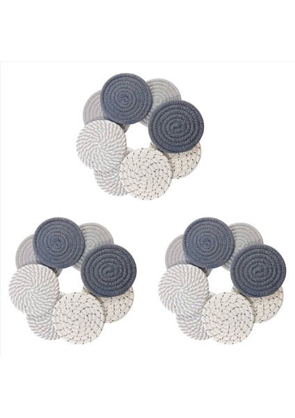 24 Adet Tutucu ile Bardak Altlıkları Içecekler Için 4 Renk Emici Bardak Altlığı Minimalist Pamuklu Dokuma Coaster Ev Için Set (Yurt Dışından)