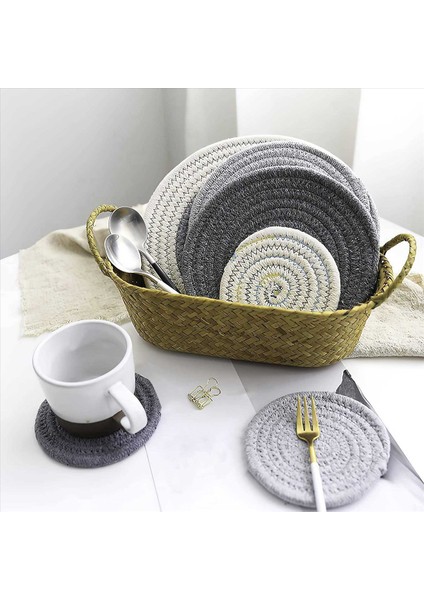 24 Adet Tutucu ile Bardak Altlıkları Içecekler Için 4 Renk Emici Bardak Altlığı Minimalist Pamuklu Dokuma Coaster Ev Için Set (Yurt Dışından) modelleri