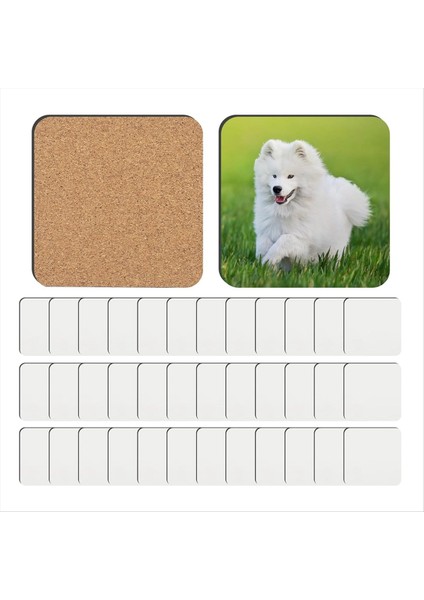 36 Pcs Süblimasyon Bardak Altlıkları Boşluklar Mdf Cork Arka Isı Transfer Bardak Altlıkları Ahşap Donakta Bardak Altlıkları Boş Süblimasyon (Yurt Dışından)