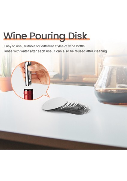 100PCS 3 Inç Gümüş Şarap Dökücü Disk Damla Geçirmez Damla Dökme Dökme Baharat Şarap Dökme Disk (Yurt Dışından) fırsatları