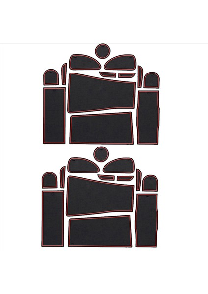 Toyota Prius Için 2x Anti-Slip Kauçuk Kapı Yuvası Kupa Mat 30 XW30 ZVW30 2010-2015 Kapı Groove Mat Aksesuarlar Çıkartmalar Kırmızı (Yurt Dışından)