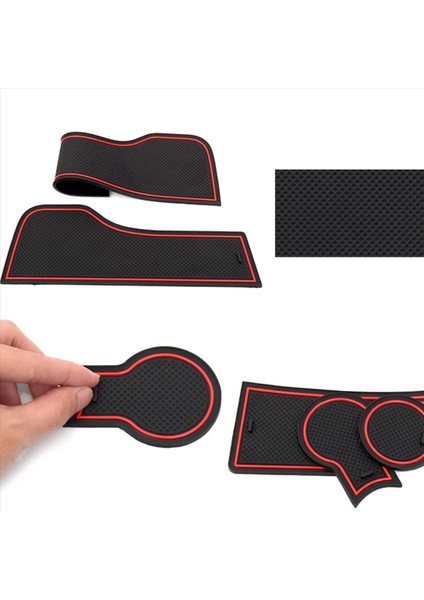 Toyota Prius Için 2x Anti-Slip Kauçuk Kapı Yuvası Kupa Mat 30 XW30 ZVW30 2010-2015 Kapı Groove Mat Aksesuarlar Çıkartmalar Kırmızı (Yurt Dışından) indirimleri