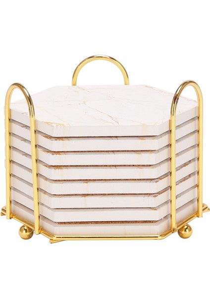 Tutucu Mermer Tasarım Seramik Coaster Seti Süper Emici Sıcak ve Soğuk Içecek ile Emici Içecekler Için 8 Ad (Yurt Dışından)