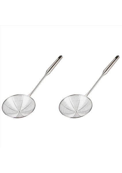 2x Örümcek Süzgeç Skimmer Kepçe Paslanmaz Çelik Metal Kızartma Sepeti Uzun Saplı Büyük Kaşık (Yurt Dışından)