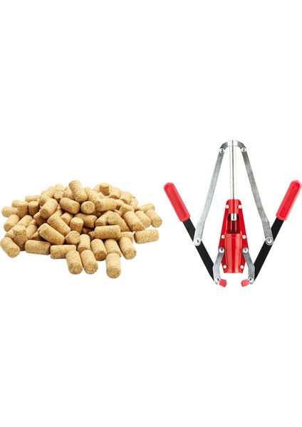 1pcs Çift Kol El Corker Şarap Şişesi 2 Elle Tutulmuş Cands &amp 100PCS Düz Ahşap Eşyalar Şarap Durdurucu Ahşap Şişe Tıpa Tipi Tip Şarap Şişesi Mantarlar Fiş (Yurt Dışından)