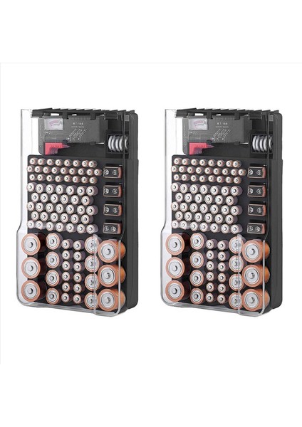 2x Pil Depolama Çantası Menteşeli Net Kapaklı Organizatör Pil Test Cihazıyla 93 Pil Tutar Çeşitli Boyutlarda (Yurt Dışından)