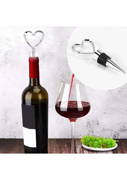 4pcs Kalp Şarap Şişesi Tıpaları Şarap Sızdırmazlığı Için Colser Bira - Dekoratif Şarap Mantarları Aşk (Yurt Dışından) modelleri