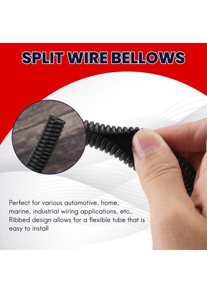 25 Ft Bölünmüş Tel Tezgah Kanalı Polietilen Boru Siyah Renk Kılıf Tüpü (Yurt Dışından) indirimleri