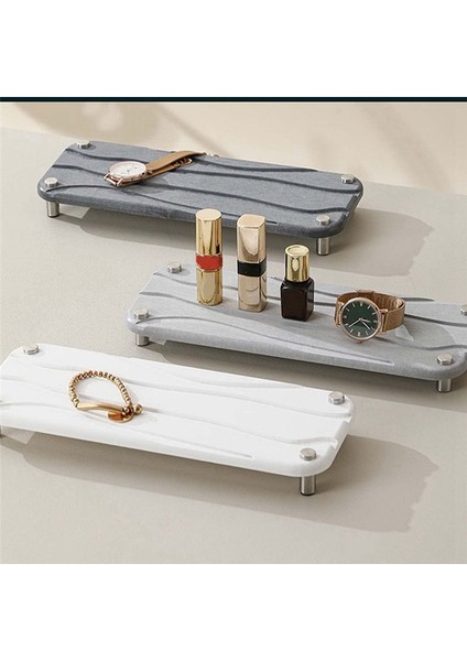 Banyo Lavabo Hızlı Kuruyan Taş Diyatomlu Toprak Lavabo Tepsisi Yemek Diş Fırçası Tutucu Dalgalı (Koyu Gri) (Yurt Dışından) modelleri