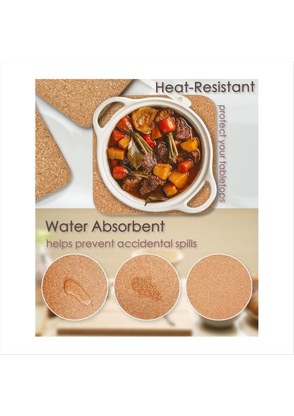 Cork Trivet 6 Pc Yüksek Yoğunluklu Kalın Kare Kare Cork Trivets Sıcak Yemekler Için 8 Inç Çok Fonksiyonlu Cork Coaster (Yurt Dışından) fırsatları