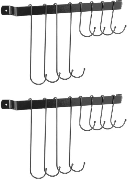 2x Kahve Kupa Rafı Esnek Kancalara Sahip Duvara Monte Kahve Fincanı Tutucu Kupalar Çay Bardakları Mutfak Eşyaları (16 Inç/siyah) Için (Yurt Dışından)