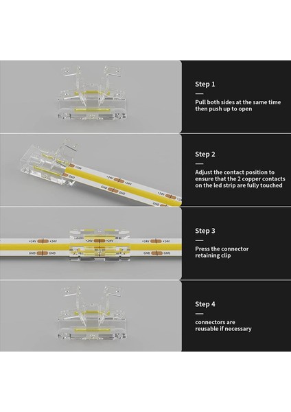 8mm Cob Cob 40PC L Şeklinde/köşe Konnektörü 10 mm Bant Lambaları Için Değil Koçanı LED Şerit Işıkları Için 10 Adet Boşluksuz Konektörler (Yurt Dışından) indirimleri