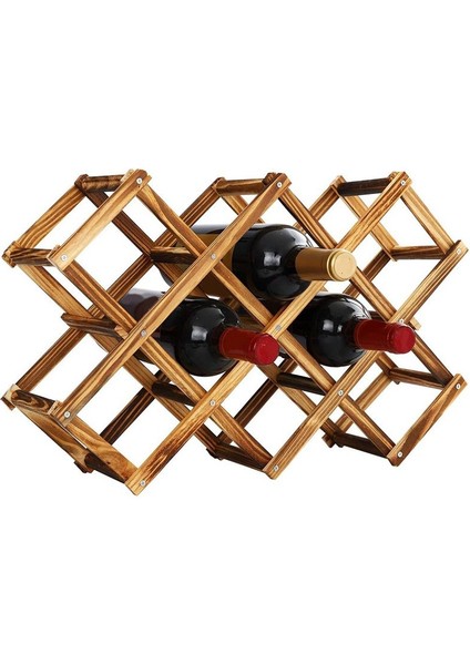 10 Şişe Kapasite Katlanabilir Serbest Duran Ahşap Şarap Rafı Tezgah Şarap Rafları Depolama Şarap Rafı (Yurt Dışından)