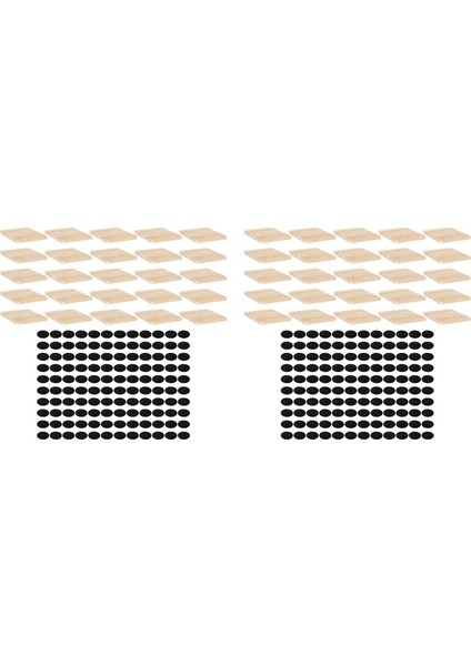 50 Paket Bitmemiş Ahşap Bardak Altlıkları 4 Inç Boş Ahşap Bardak Altlıkları Kaymaz Silikon Noktalar Kare (Yurt Dışından)