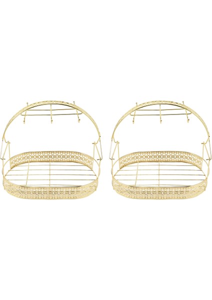 2x Altın Büyük Kapasiteli Depolama Rafı Kaplama Kahve Bardağı Hob Bulaşık Raf Çoğu Fincanı Asabilir Tabaklar (Yurt Dışından)