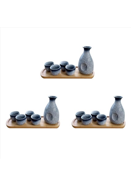 3 Set Set Zarif Japon Tarzı Seramik Sake Sake Pot Retro Sake Set Japon Retro Basit Seramik Sake Cup ve Pot (Yurt Dışından)