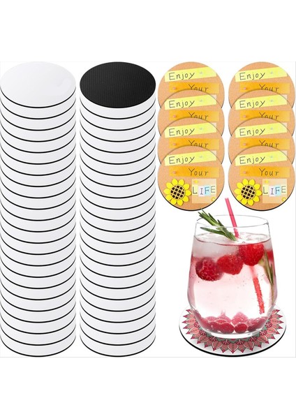 120PCS Süblimasyon Bardak Altlıkları Boş 4 Inç Süblimasyon Yuvarlak Boş Bardak Altlıkları Dıy El Sanatları Için Isı Preslenmiş Bardak Altlıkları (Yurt Dışından)