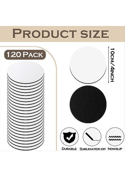 120PCS Süblimasyon Bardak Altlıkları Boş 4 Inç Süblimasyon Yuvarlak Boş Bardak Altlıkları Dıy El Sanatları Için Isı Preslenmiş Bardak Altlıkları (Yurt Dışından) modelleri