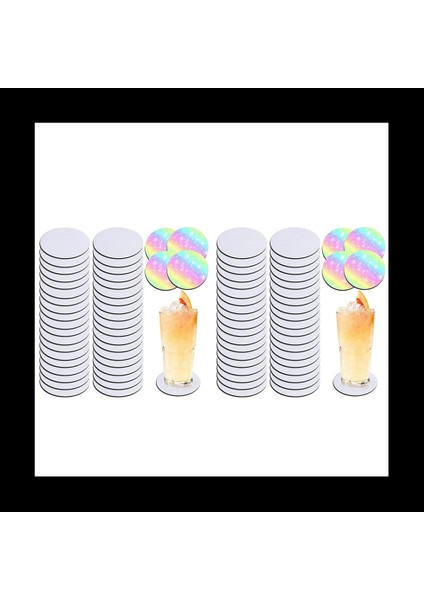 Yuvarlak Süblimasyon Boş Coaster Süblimasyon Boş Coaster Süblimasyon Isı Transfer Coaster Sıcak Preslenmiş Coaster 48PCS (Yurt Dışından)
