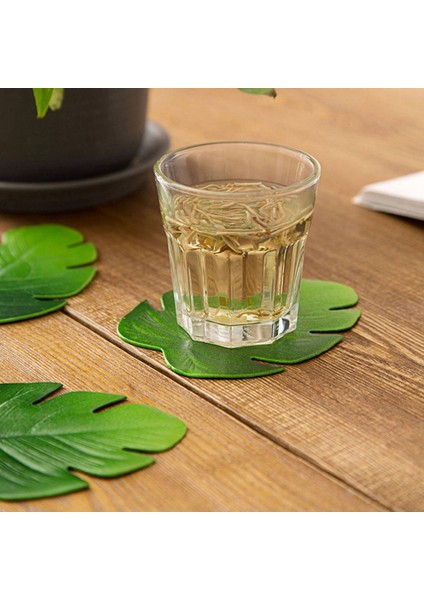 12PC Tropikal Yapay Palmiye Yaprakları Eva Bardak Kase Pedi Mat Çay Bardağı Paspaslar Içecek Bardak Altlıkları Hawaii Tema Parti Dekor (Yurt Dışından) fırsatları
